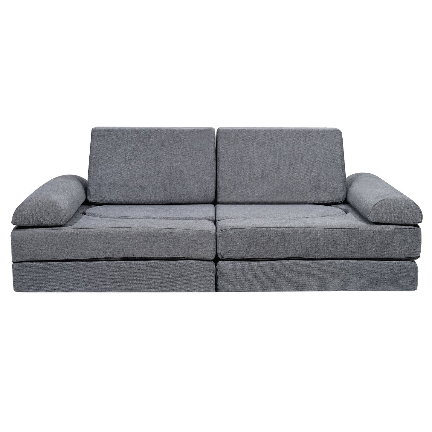 VEVOR Kids Couch, 10Pcs Modular Kids Play Couch, Toddler Couch Sofa Bed, Kids Chair Seat Playroom Furniture, Kids Sofa with Removable Cover for Kids Girls & Boys, Grey