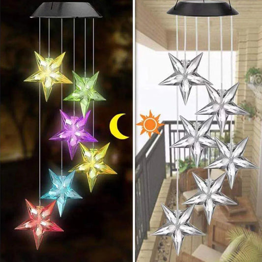 LED Colorful Solar Power Wind Chime Crystal Hummingbird Butterfly Waterproof Outdoor Windchime Solar Light for Garden Outdoor