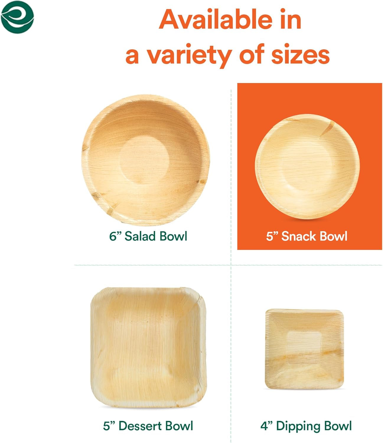 Palm Leaf Bowl 100 Pc, Small 5" (8 Oz) | round like Bamboo Bowls, Compostable, Biodegradable, Disposable Palm Leaf Bowls Eco-Friendly | Sturdy, Microwave & Oven Safe