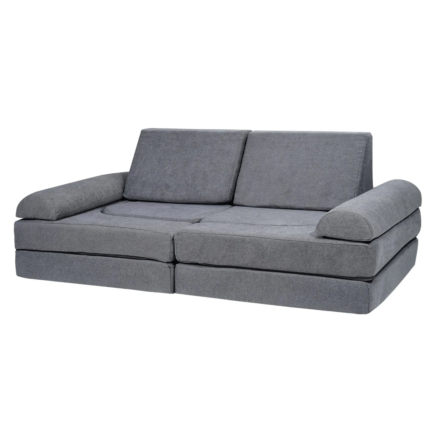 VEVOR Kids Couch, 10Pcs Modular Kids Play Couch, Toddler Couch Sofa Bed, Kids Chair Seat Playroom Furniture, Kids Sofa with Removable Cover for Kids Girls & Boys, Grey