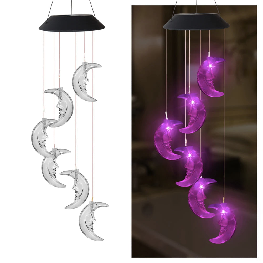 LED Colorful Solar Power Wind Chime Crystal Hummingbird Butterfly Waterproof Outdoor Windchime Solar Light for Garden Outdoor